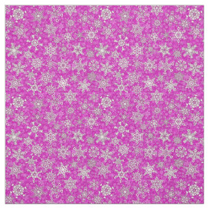 Tecido flocos de neve sobre fundo de neve magenta rosa
