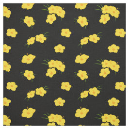 Tecido Flor Amarelo-Negro Tropical de Hibisco