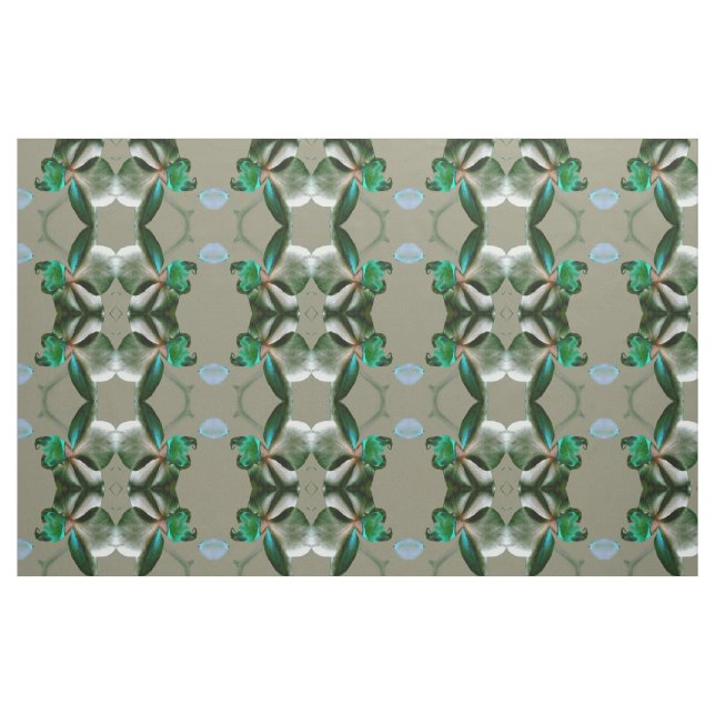 Tecido Flor Artístico em Padrão Azul, Verde e Cinza (Fat Quarter)