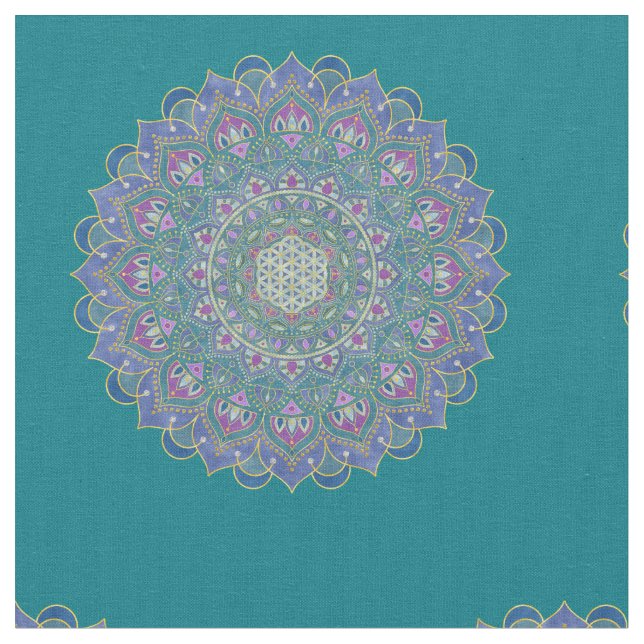 Tecido Flor Da Vida - Estilo De Mandala Índia 1 (Detalhe)