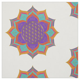 Tecido Flor da vida - LOTUS ornaments o ouro mim