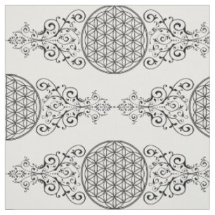 Tecido Flor da Vida - ornamentos negros I