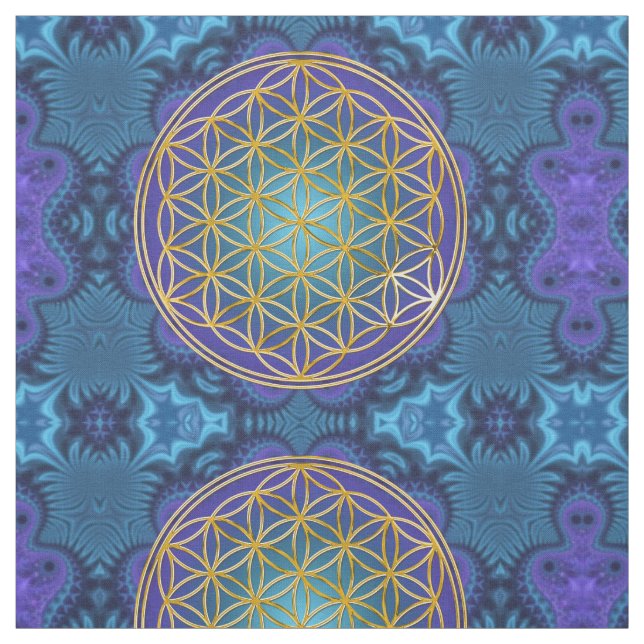 Tecido Flor da vida - ouro - fractal 1 (Modelo)