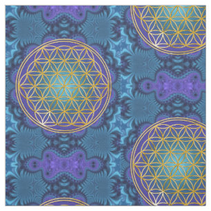 Tecido Flor da vida - ouro - fractal 1