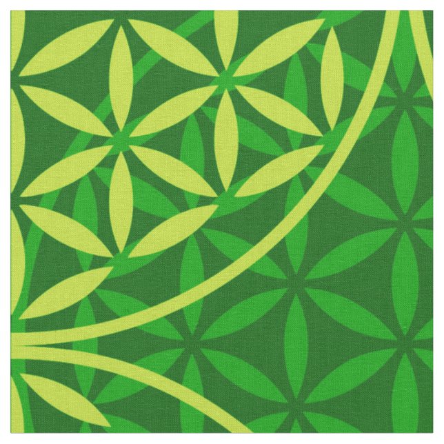 Tecido Flor da vida - padrão do selo - verde (Detalhe)