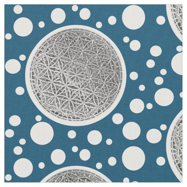 Tecido FLOR DA VIDA - Prata Medal (Detalhe)