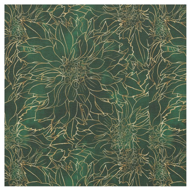 Tecido Flor Dahlia Dourada e verde (Detalhe)