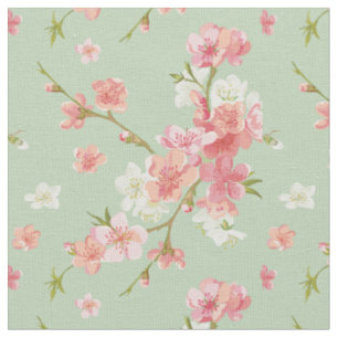 Tecido Flor de cerejeira, hortelã, jade, na moda, bonito