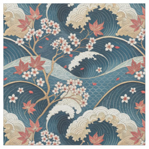 Tecido Flor de Cerejeira Japonesa e Arte de Padrão Floral