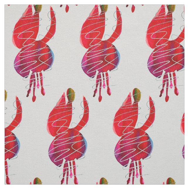 Tecido Flor de cor d'água do Fuchsia abstrato (Modelo)