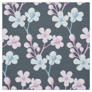 Tecido Flor de espinho rosa e azul