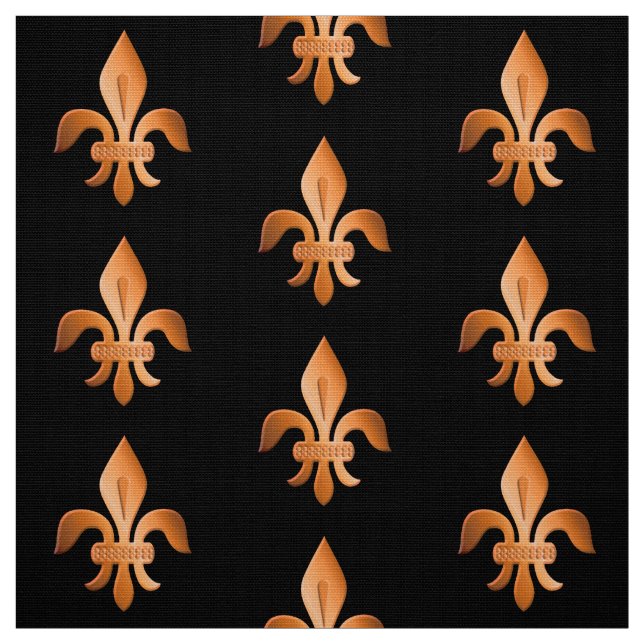 Tecido Flor de lis de cobre no preto (Modelo)