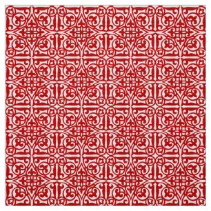 Tecido Flor de lis medieval, vermelho e branco do damasco