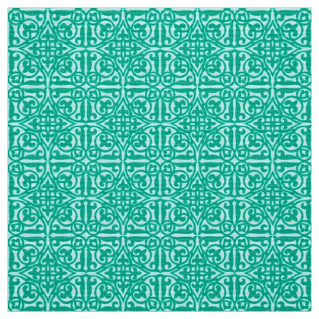 Tecido Flor de lis, turquesa & aqua medievais do damasco (Modelo)