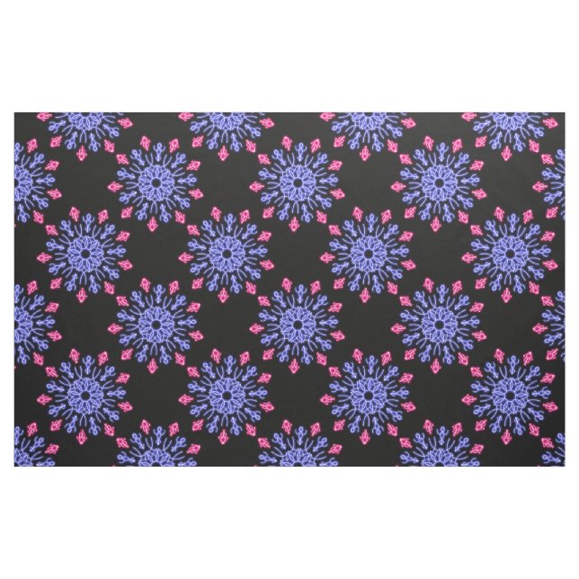 Tecido Flor de néon azul e vermelha (Fat Quarter)