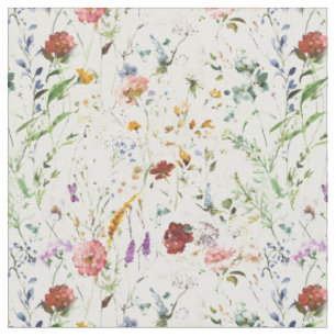 Tecido Flor Silvestre Boho Aquarela Primavera