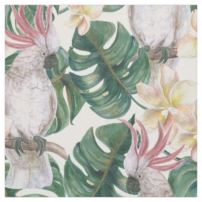 Tecido Flor tropical do cockatoo do vintage (Modelo)