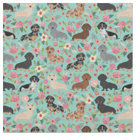 Tecido Florais Dachshund Vintage