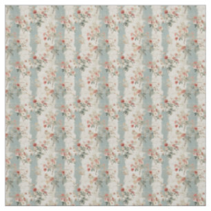 Tecido Florais de Algodão Vintage com tiras de Pastel