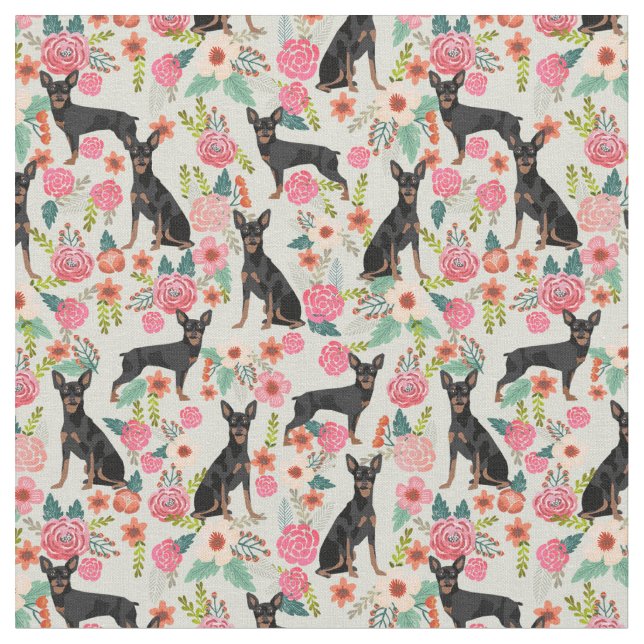 Tecido florais de cães-pinscher miniatura (Detalhe)