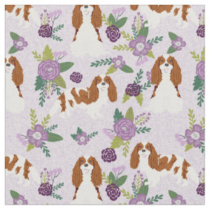 Tecido florais de lavanda de cães cavaleiros