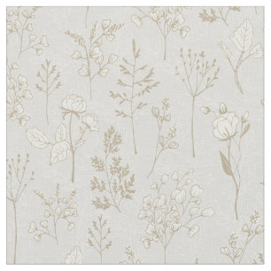 Tecido Florais em camadas em prata e Dourado