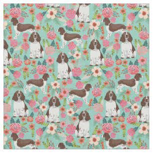 Tecido Florais Ingleses do Springer Spaniel Dog Vintage