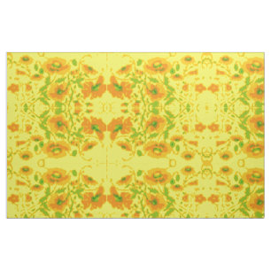 Tecido Floral Amarelo e Laranja