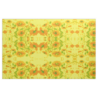 Tecido Floral Amarelo e Laranja