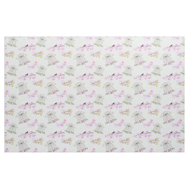 Tecido Floral Bird Cage (Fat Quarter)