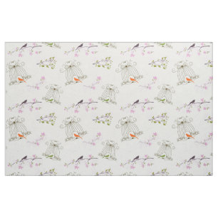 Tecido Floral Bird Cage