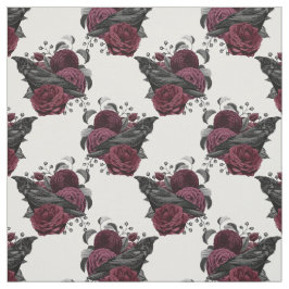Tecido Floral Black Raven em Branco