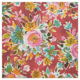 Tecido Floral Bold Red Watercolor