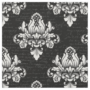 Tecido floral botânico damasco ornamentado intrincado ant