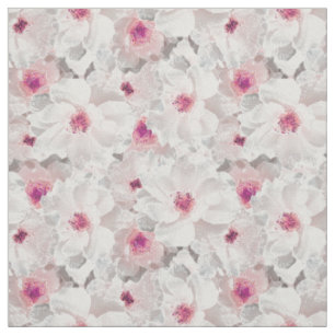 Tecido Floral branco e rosa delicado