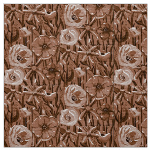 Tecido Floral Castanho
