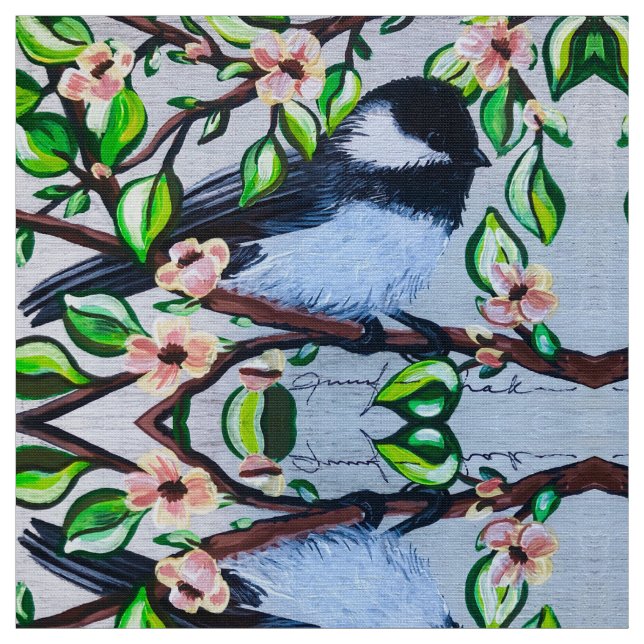 Tecido Floral Chickadee (Modelo)