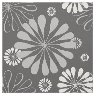 tecido floral cinza