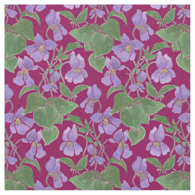 Tecido Floral com Padrão de Violetas Doces Persona (Detalhe)