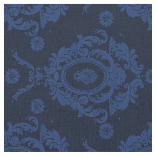 Tecido floral da cor damasco do vintage azul