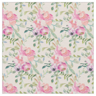 Tecido Floral de Aquarela