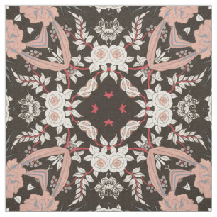 tecido floral de blush, coral e arte negra