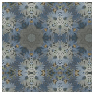 Tecido Floral de Margarida Azul Antiquado