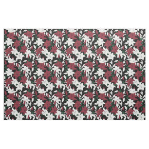 Tecido Floral de Natal Vermelho e Branco