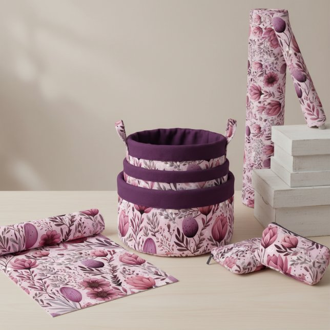 Tecido Floral de Prado Mauve e Ameixa Moderno (Modern Mauve & Plum Floral Meadow Fabric)