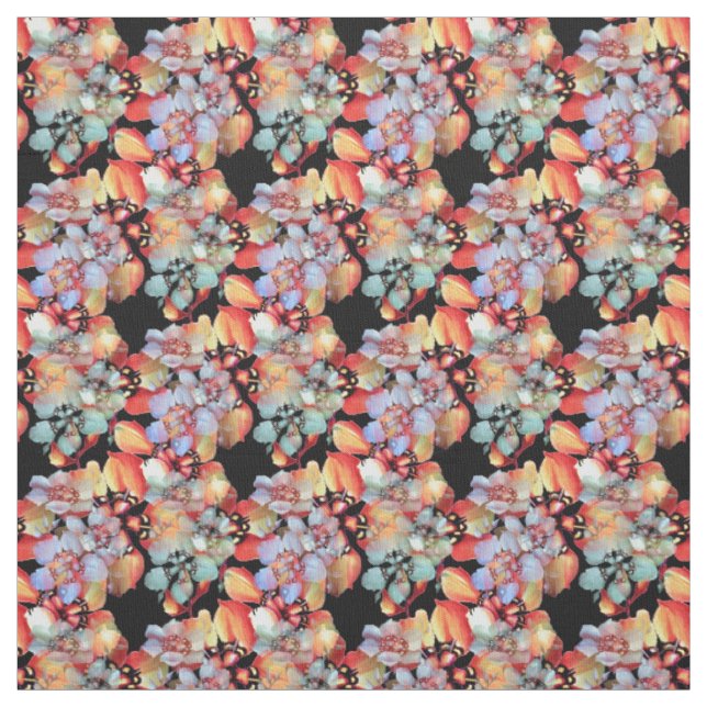 Tecido Floral de Válida Aquarela a Preto (Modelo)
