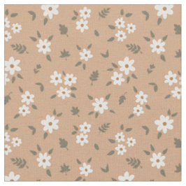 Tecido Floral Delicado Boho Cores Selvagens Bege Marrom