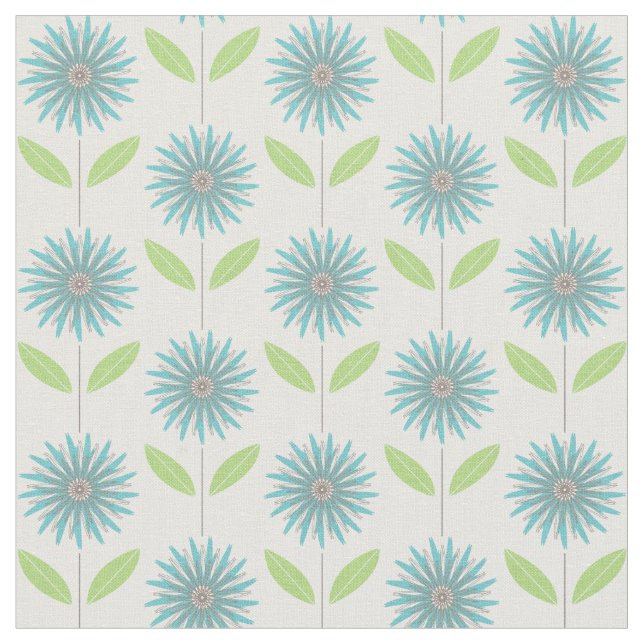 Tecido floral do azul de turquesa da flor moderna (Detalhe)