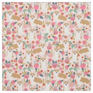 Tecido floral do Corgi - rosa