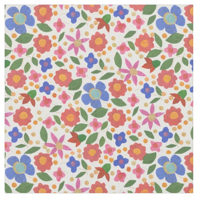 Tecido Floral do Estilo de Arte Folclórica bonito  (Detalhe)